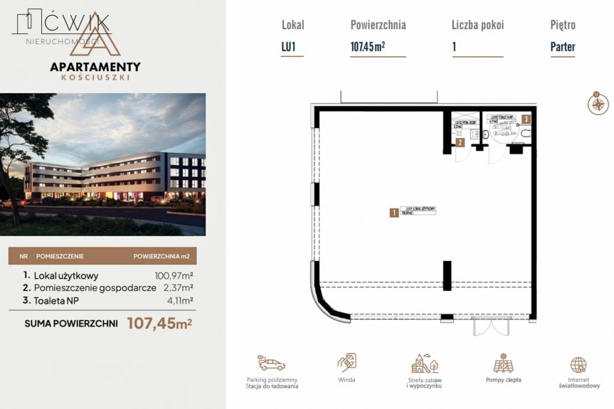 brzeski, Brzesko, Tadeusza Kościuszki, Lokal 107,45 m&sup2; | Parter | Brzesko | Apartamenty Kościuszki