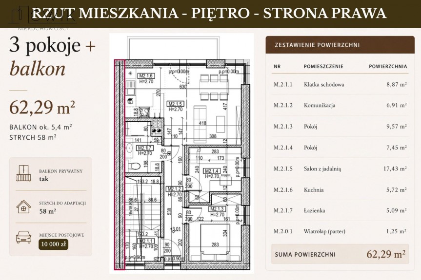 bocheński, Bochnia, 62 m&sup2; + strych 58 m&sup2; | 3 pokoje | balkon | 25 min od Krakowa
